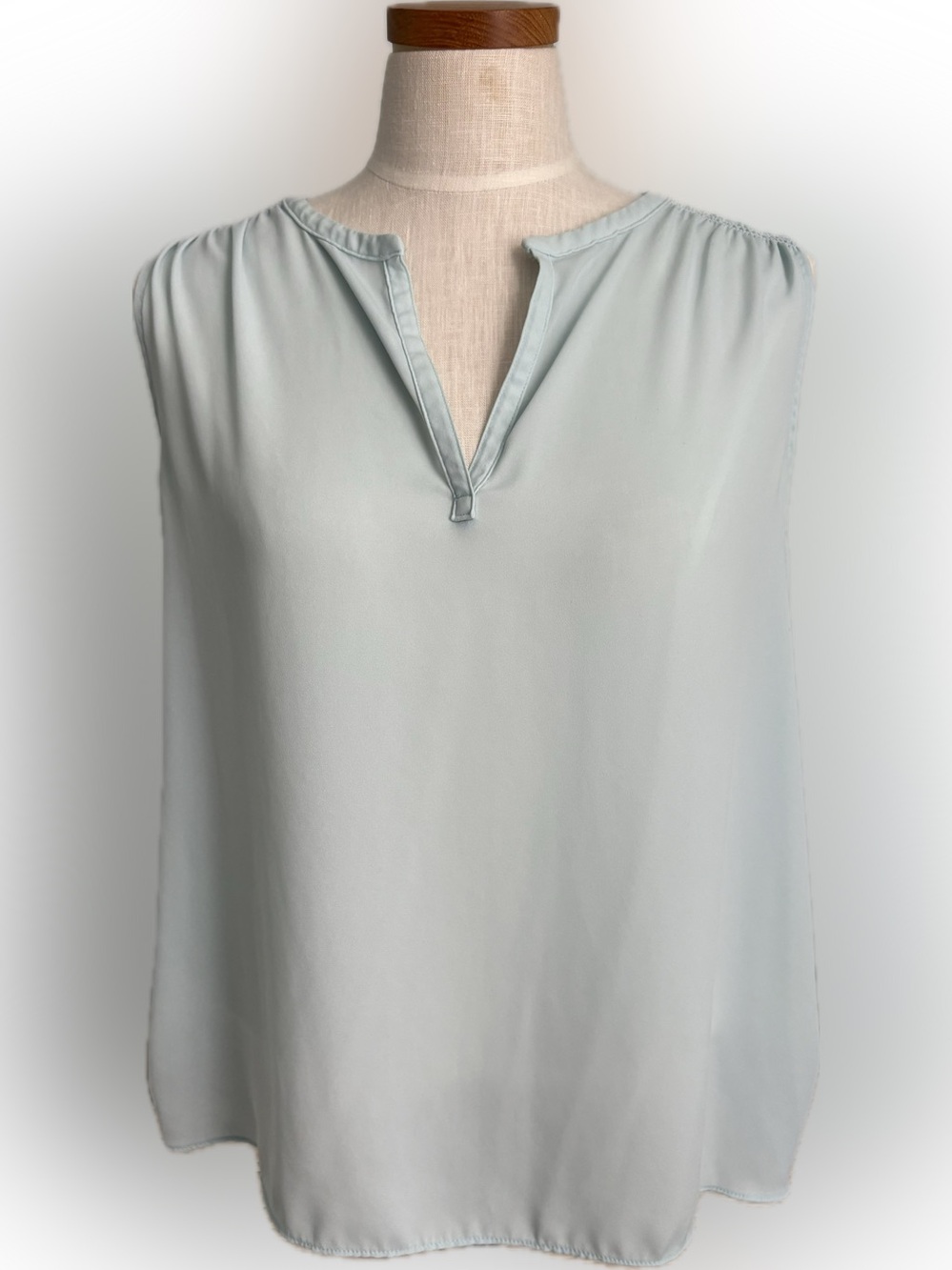 LOFT Pale Blue Sleeveless Split-Neck Camisole
